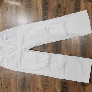 Pilcro Boho Flair Anthro White Wide Leg High RIse Eco Distressed Jeans Size 29